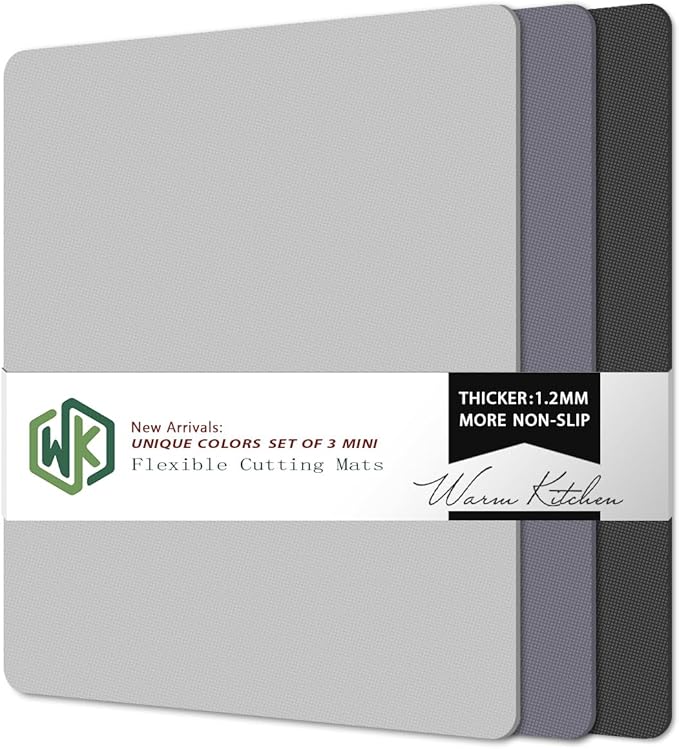 WK Small Flexible Plastic Cutting Boards for Kitchen Set of 3, Non Slip Cutting Mats for Meat, Mini Cutting Board Mats, BPA Free, Dishwasher Safe, 7.3x11.5"