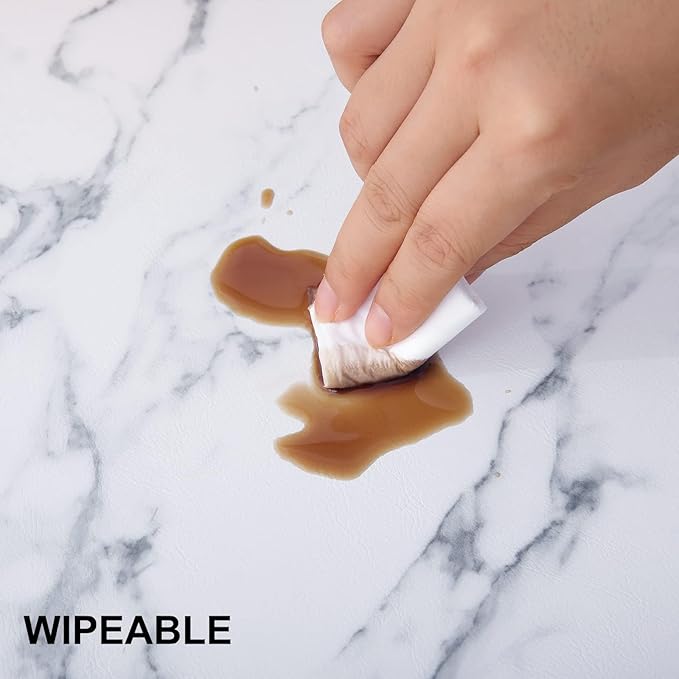 homing Faux Leather Heat Resistant Placemats 8 Packs, Waterproof Wipeable Dining PU Place Mats for Indoor & Outdoor, Easy to Clean, Marble