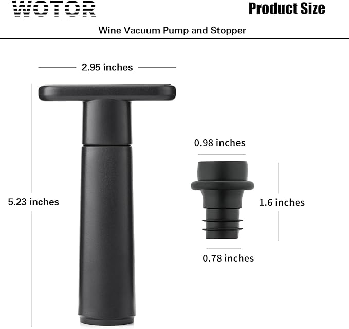Wine Saver Vacuum Pump with 8 Stoppers, Wine Stopper & Preserver, Reusable Bottle Sealer Keeps Fresh, Ideal Accessories Gift (Flat Handle)