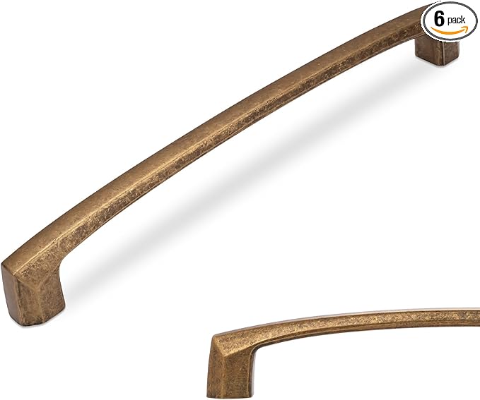 6 Pack 7-1/2 Inch Kitchen Cabinet Handles Antique Brass Cabinet Pulls Vintage Drawer Pulls Aged Kitchen Hardware