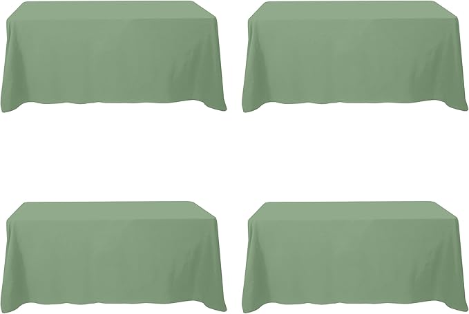 BRILLMAX 4 Pack Sage Green Tablecloths for 6 Foot Rectangle Tables 90 x 132 Inch - 6ft Rectangular Bulk Linen Polyester Fabric Washable Cloth Cover for Wedding Reception Banquet Birthday Party