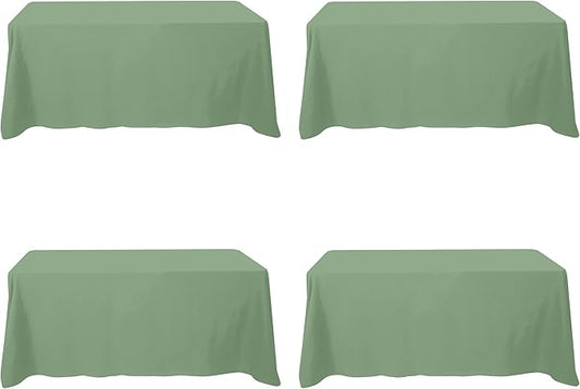 BRILLMAX 4 Pack Sage Green Tablecloths for 6 Foot Rectangle Tables 90 x 132 Inch - 6ft Rectangular Bulk Linen Polyester Fabric Washable Cloth Cover for Wedding Reception Banquet Birthday Party