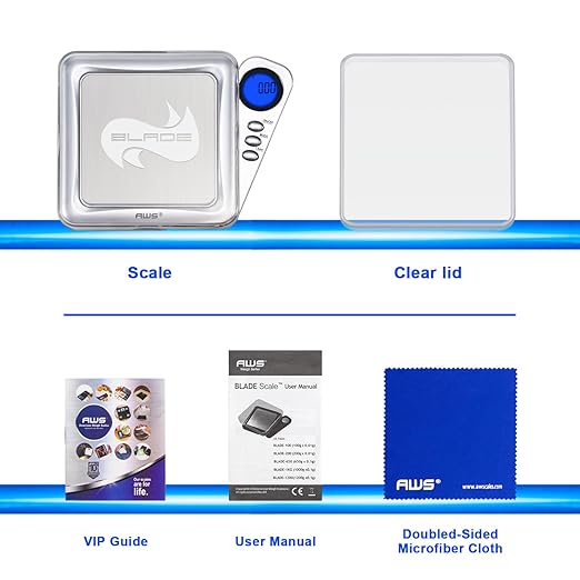 American Weigh Scales 200g x 0.01g Digital Pocket Gram Scale-Blade Series | Precision Mini Scale 0.01g Accuracy, Pocket Scale for Kitchen, Gold, Gems & Coin Scale, Smart Digital & Compact Scale