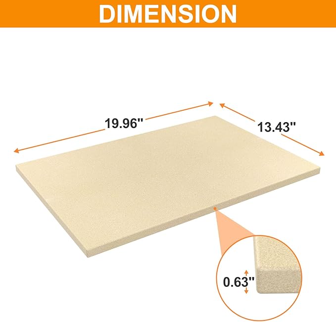 Extra Large Pizza Stone for Oven Baking, BBQ Grilling, 20" x 13.5" Rectangular Baking Stone Oven Bread Pan for Baking Bread, Universal High Temperature Cordierite BBQ Cooking Stone for Pellet Grill