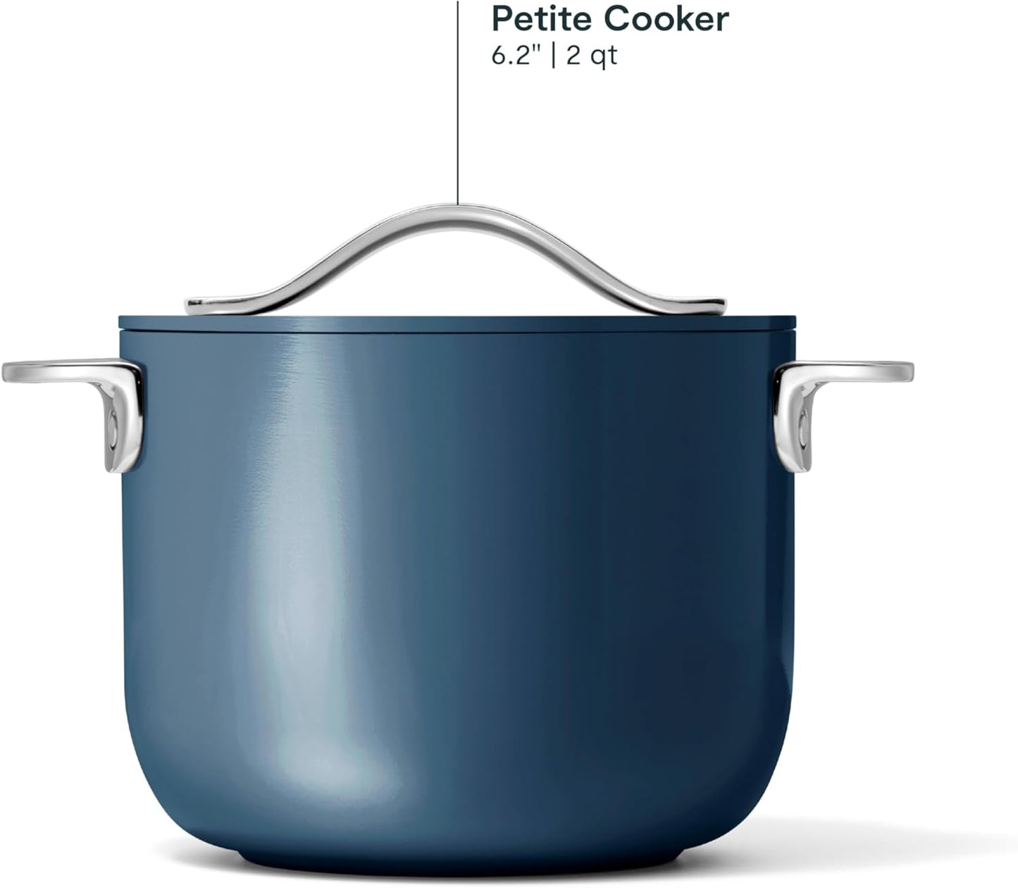 Caraway Petite Cooker - 2 Qt Ceramic Coated Pot - Free From Forever Chemicals - Perfect for Rice, Grains, or Sauces - Navy