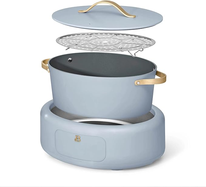 Beautiful 10-in-1, 6-Qt Electric Multi-Cooker | Programmable Touch Display | 7 Presets up to 400 °F | Sear Slow-Cook Steam Rice Warm | Oven-Safe Pot & Lid (Blue)