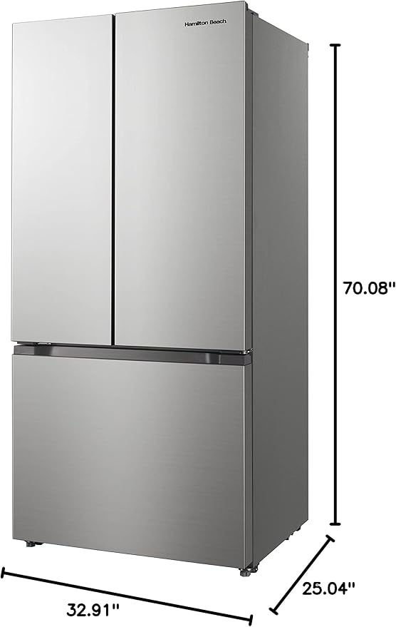 Hamilton Beach HBF1662 French Door Full Size Counter Depth Refrigerator with Freezer Drawer, 16.6 cu ft, Stainless