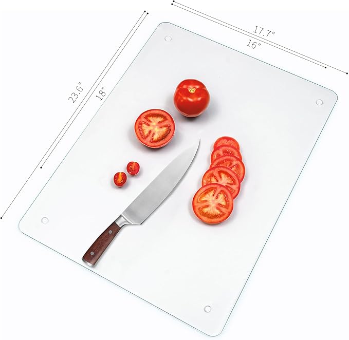 Tempered Glass Cutting Boards For Kitchen 16 x 18 - High Transparency for Countertop Protection, Scratch-Resistant, Heat-Resistant, Dishwasher safe(Large)