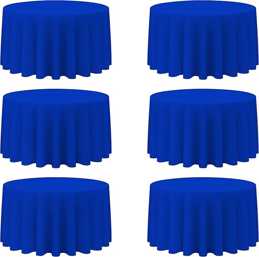 BRILLMAX 6 Pack Royal Blue Round Tablecloths 120 Inch - Circle Bulk Linen Polyester Fabric Washable Table Cloth Cover for Wedding Reception Banquet Birthday Party Buffet Restaurant