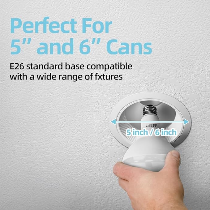 12 Pack BR30 LED Bulbs, 65W Equivalent, 10W 4000K Neutral White, 700 Lumens, Flicker-Free, Dimmable Recessed Can Flood Lights for Home & Kitchen, Long Lasting & Energy Efficient, E26 Base, UL Listed