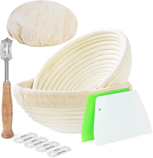 Wwyybfk Banneton Bread Proofing Basket, Sourdough Bread Baking Supplies, 9" Sourdough Bread Proofing Basket Baking Set