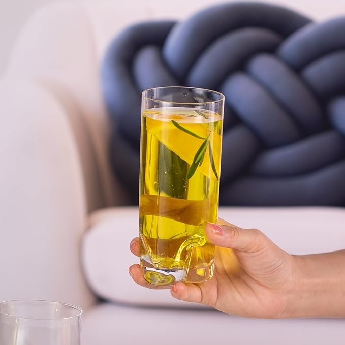 KAMMAK Drinking Glasses Set of 2, 11oz Crystal Water Glasses, Tall Glass Cups, Highball Glass for Cocktail, Juice, Mojito, Iced Tea, Kitchen and Bar Glassware Gifts, Collins Glasses