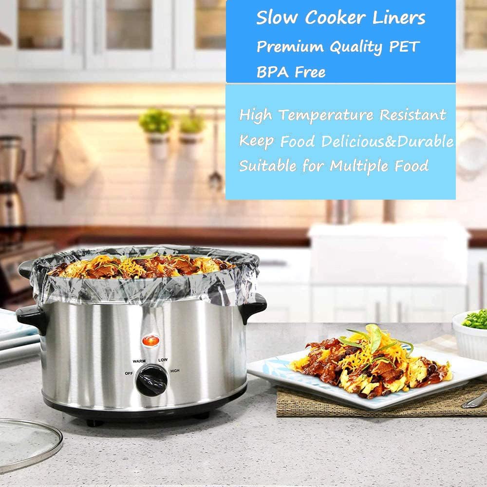 40×Slow Cooker Liners, Large pot Liner Disposable Cooking Bags, Fit 3QT to 8QT for Slow Cooker, pot, Suitable for Oval & Round Pots 13"x 21" /Bag