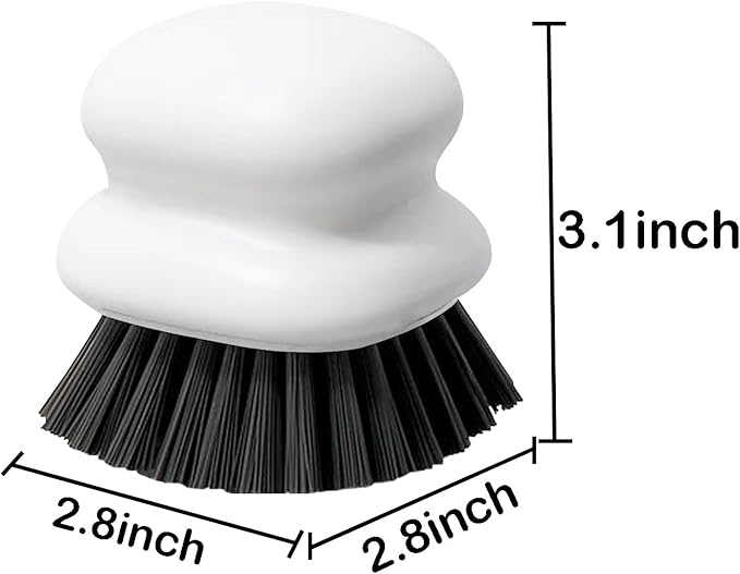 Dish Brush with Handle, Kitchen Scrub Brushes for Cleaning, Dish Scrubber with Nylon bristles for Sink, Pots, Pans (1Pack White Nylon bristles)