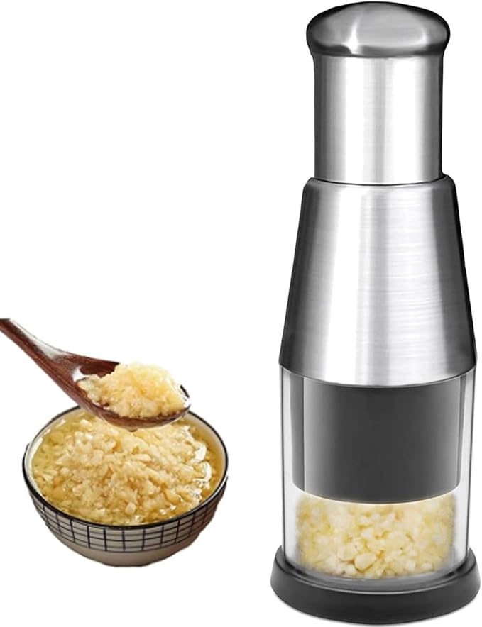 Manual Pressed Chopper, 2025 Upgraded Compact Mini Dicer Food Chopper,Functional Manual, Stainless Steel Hand Food Garlic Press for Mincing Garlic Press With black protective case