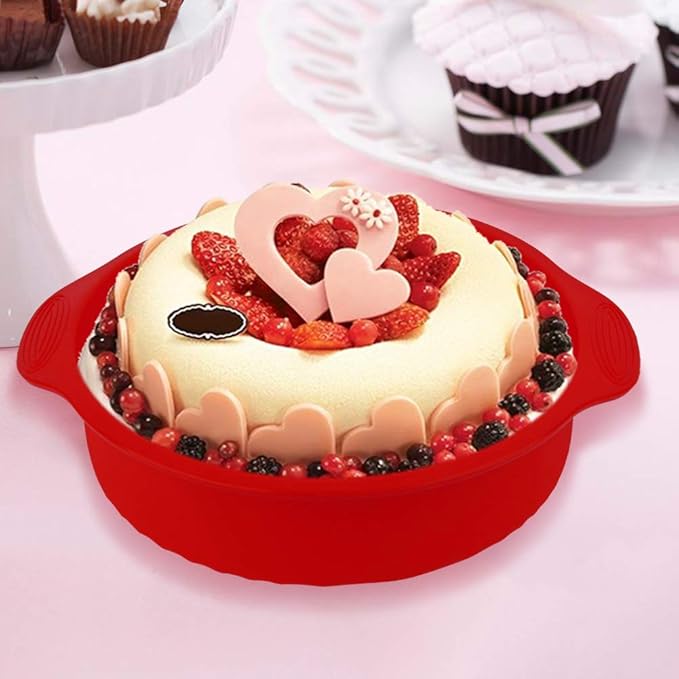 Kadimendium Cake, 11inch Silicone Cake Baking Pan for Cheesecake for Dessert Shop(red)