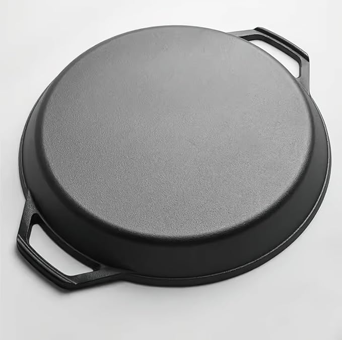 Cast Iron Skillet Pan, 18 inch, Double Handle, Non-Stick Surface, Deep Frying and Baking Pan