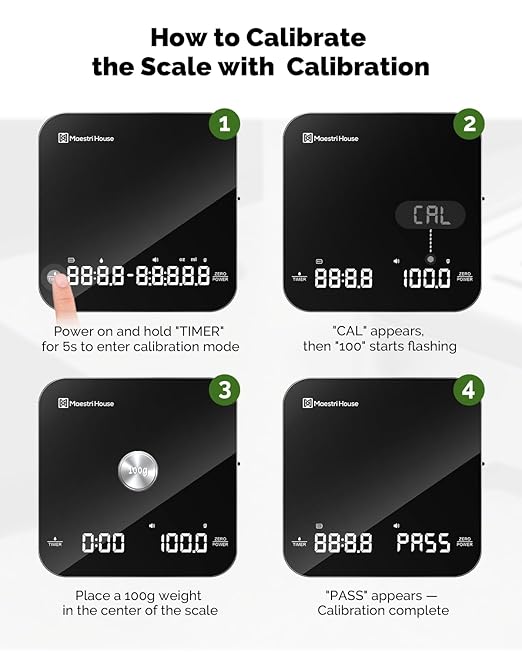 Maestri House Mini Coffee Scale Barista Kit with 100g Calibration Weight & Carrying Case, Rechargeable Espresso Scale with Timer, 0.1g Precision 2kg Kitchen Scale, Portable for Pour Over & Travel