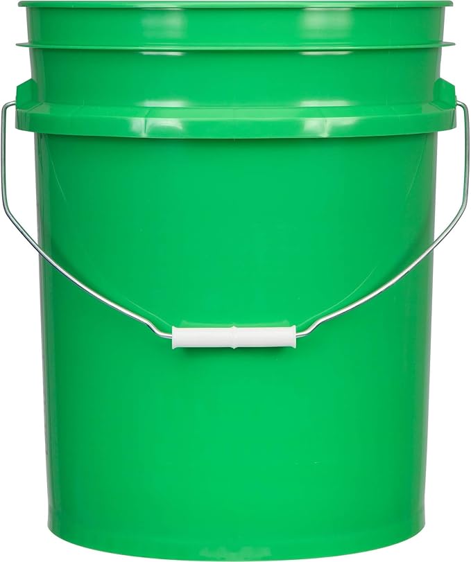 House Naturals 5 Gal Plastic Buckets Food Grade BPA Free Made in USA pails with Screw On Gasket Lids - Pack of 3 - Yellow Green Red