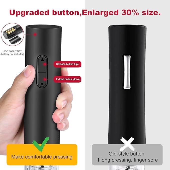 Electric Wine Opener, Automatic Corkscrew with Foil Cutter, Cool Home Kitchen Gadget, Wine Accessory for Wine Lovers, House Warming Gift, Party Bar