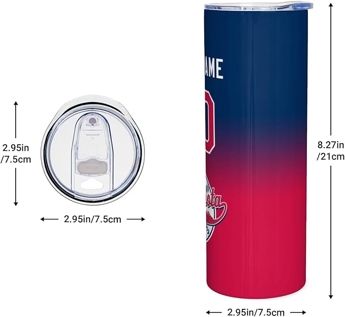 Custom Tumbler Stainless Steel Cup Personalized Baseball Vacuum Insulation Travel Mug Add Your Name Number Fans Gift for Baseball Fans