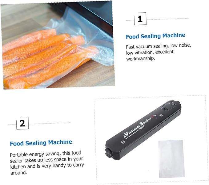 Automatic Vacuum Sealer Machine Multi-function Food Sealing Tool with Pre-cut Bags Compact Portable Kitchen Gadget US Plug for Home and Commercial Use