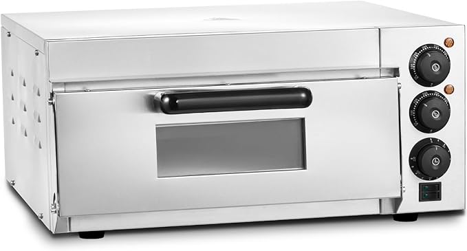 VEVOR Commercial Pizza Oven Countertop, 16" Single Deck Layer, Stainless Steel Electric Pizza Oven with Stone and Handle, Multipurpose Indoor Pizza Maker for Restaurant Home Pretzels Baked