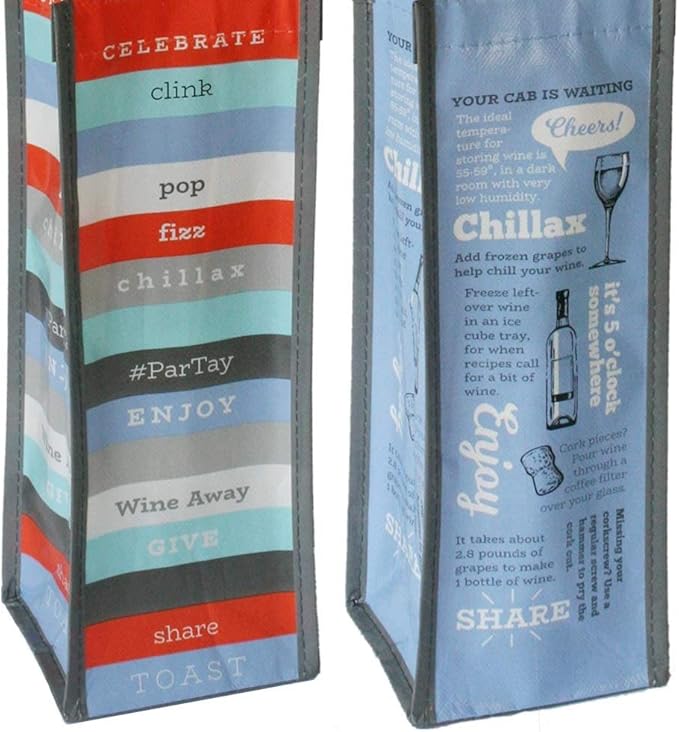 G.U.S GREAT USEFUL STUFF Set of 8: G.U.S. Eco-Friendly Wine Bags - Water Resistant, Reusable Wine Bags with Wide Sturdy Handles. Durable, Affordable. Uniquely Printed Designs