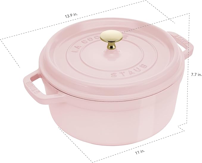 Staub Cast Iron Round Cocotte 7-quart-Peony Pink