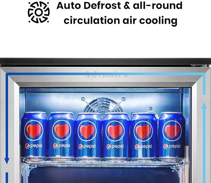 20IN Beverage Refrigerator with Glass Door-120 Can Built in Under Counter Fridge & Freestanding,Ideal for Soda,Beer Drink Cooler