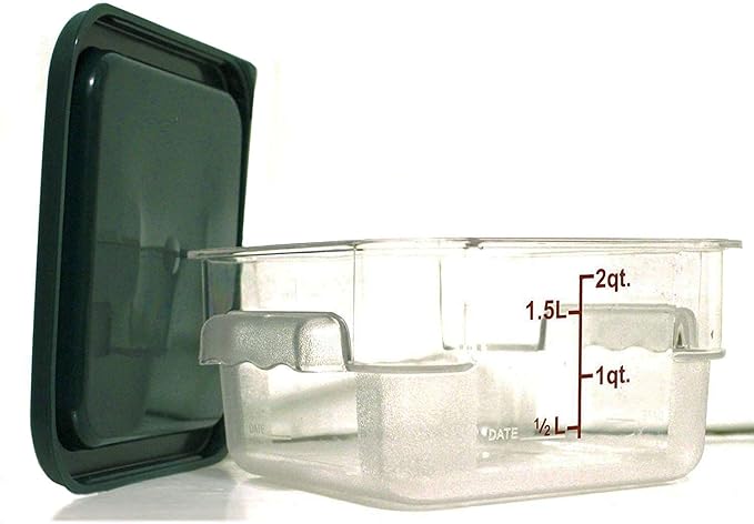 Tiger Chef 2 Quart Commercial Grade Clear Food Storage Square Polycarbonate Containers With Green Lids