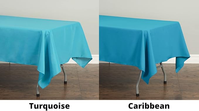 LinenTablecloth 90 x 132-Inch Rectangular Polyester Tablecloth with Rounded Corners, Turquoise