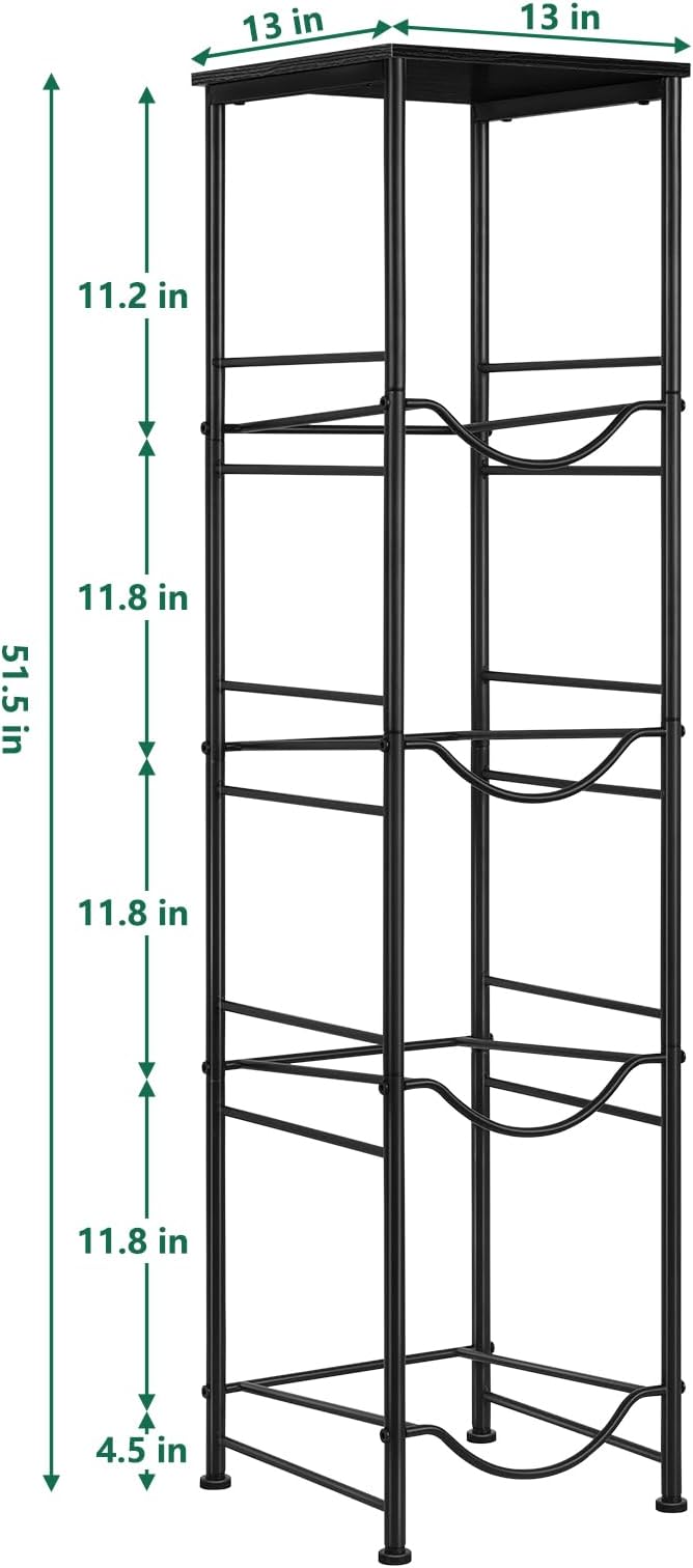 Vrisa Water Jug Holder 5 Gallon Water Jug Stand 4-Tier Water Gallon Holder Organizer with Storage Shelf 3/5 Gallon Water Jug Rack for Home Office Kitchen Black