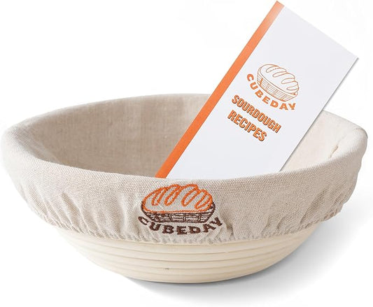 Banneton Bread Proofing Basket,Sourdough Banneton Basket – 9” Premium Handwoven Brotform with Liner for Bakery-Perfect Sourdough & Rustic Loaves, Proofing Basket for Sourdough Bread Baking