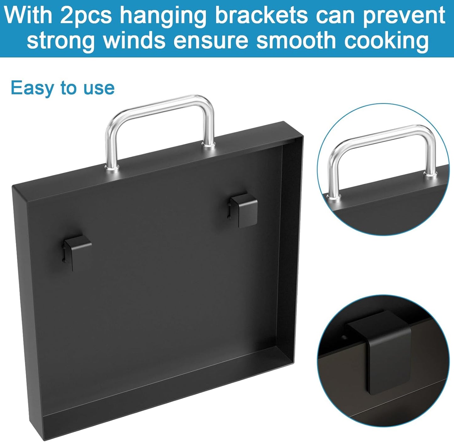 5011 Hard Cover Top Lid with Stainless Steel Handles and Wind Guard for Blackstone 22” Table Top Grill, Flat Top Griddle Accessories for Black Stone, Black