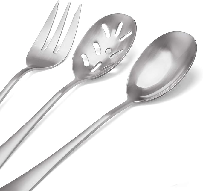 5-Piece 18/0 Stainless Steel Serving Set, sharecook Large Hostess Set with Round Edge, Mirror Finished,Dishwasher Safe