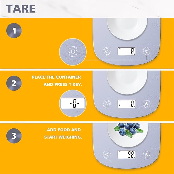 Digital Food Scale 11lb/0.1oz, Digital Kitchen Scale Weight in Grams & Oz, Cook Scale for Baking and Meal Prep, 6 Units with Tare Function, LCD Display (Purple)