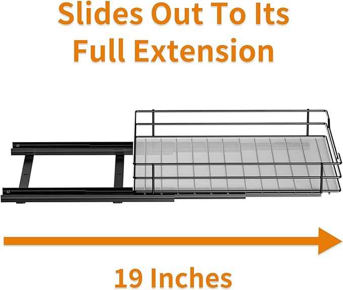 RCHYFEED Pull Out Spice Rack Organizer for Cabinet,Slide out Spice Organizer for Inside Cabinets,Heavy Duty Spice Organization for Kitchen and Pantry,Seasoning,Sauces(1-Tier,8.5" Wx10.5 Dx2.5 H)