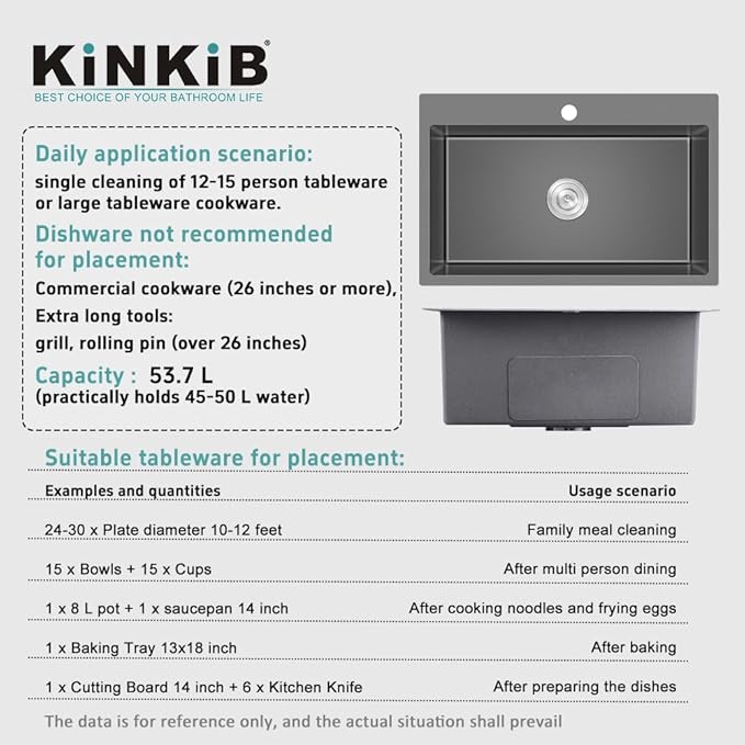 28x18 inch Drop in Kitchen Sink Black - 18 Gauge Top mount Bar Sink Single Bowl, 9 inch Deep Stainless Steel Overmount Sinks Handmade with Strainer