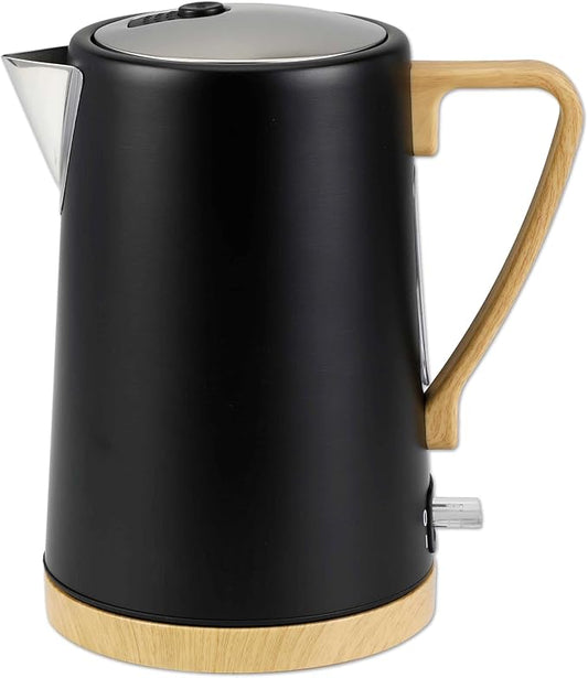 1.7L 1500W Wide Mouth Electric Kettle - Stainless Steel Interior - Rapid-Boil - Auto Shut-Off, Boil-Dry Protection, Cool-Touch, LED Indicator - Black by The Display Guys