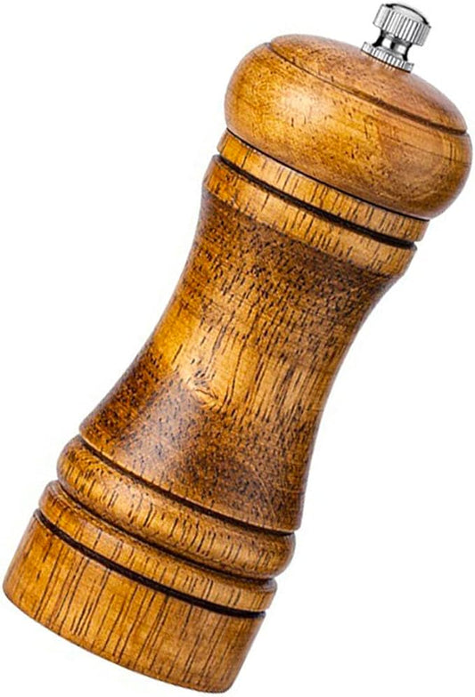 Pepper Grinder Salt Grinder Wooden Pepper Mill Grinder w/Adjustable Coarse, 5 inch Tall Wood Refillable Manual Pepper Grinder Mill Peppermill for Black Peppercorn, Easy Clean