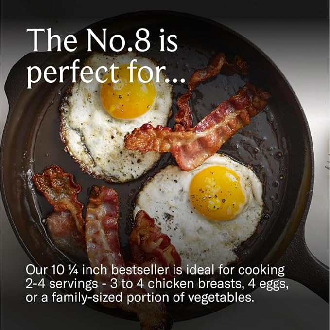 Field Company 10.25 Inch Cast Iron Skillet (Medium) – No.8, Perfect for 2-4 Servings, Lightweight & Smooth, Preseasoned with Organic Oil – Made in USA, Vintage Design