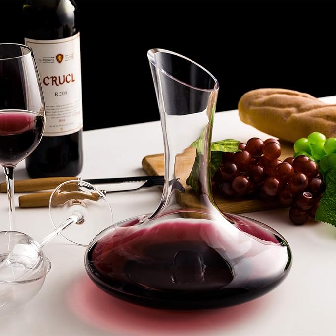 Wine Decanter,Red Wine Carafe,Wine Aerator,100% Hand Blown Lead-free Crystal Glass with Cleaning Beads,Wine Decanters and Carafes,Wine Gift with Luxury Packaging,Wine Accessories (1200ML)