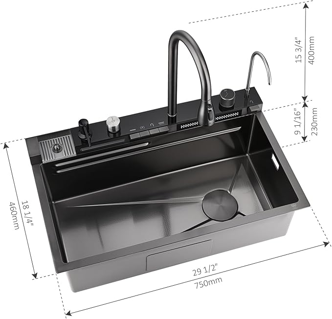 Lefton 29.5"x 18.25" Single Bowl Stainless Steel Kitchen Sink KS2206 with 1/2 HP Continuous Feed Garbage Disposal LGD-513