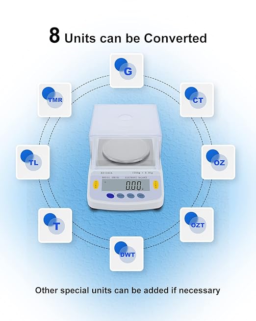 Precision Lab Scale 1200gx0.01 Gram Resolution, 10mg LCD Lab Analytical Scale/Kitchen Scale/Medicine Scale/Industrial Scale/Gold Scales（Support Printing）