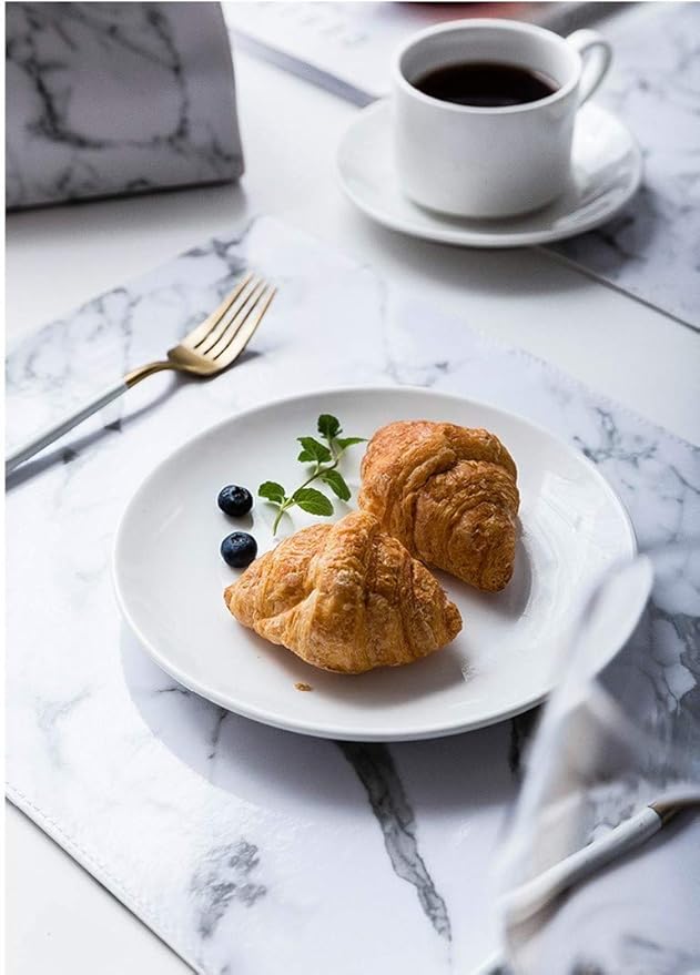 Marble Faux Leather PU Placemats, Set of 8, Easy to Clean, Heat & Stain Resistant for Conference Table,Dining Home Office Decor