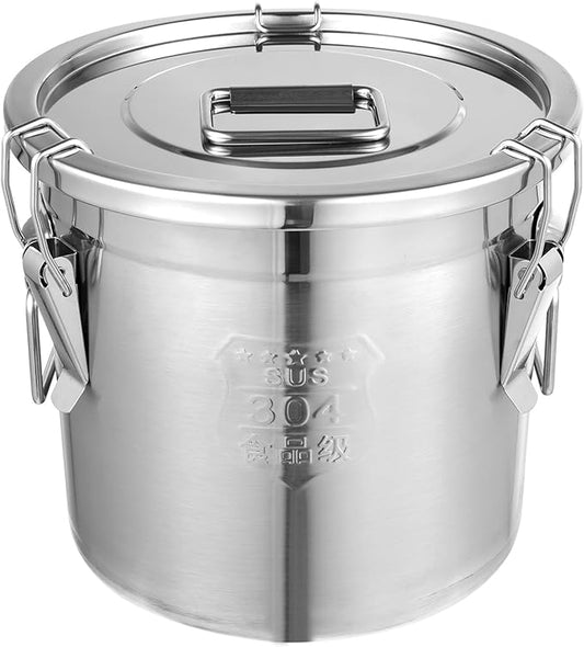 304 Stainless Steel Airtight Canister, 3.17Gal/405oz Airtight Food Storage Container with Lid and Lock Clips, Large Metal Pantry Storage Canister for Coffee Beans, Flour, Tea, Sugar, Cereals