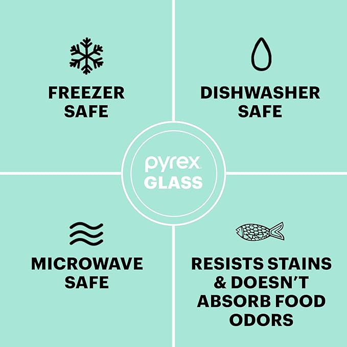 Pyrex Simply Store (12-Pack) Glass Food Storage Containers Set, (1, 2, & 3 Cup) Meal Prep Containers With BPA-Free Lids, Dishwasher & Microwave Safe