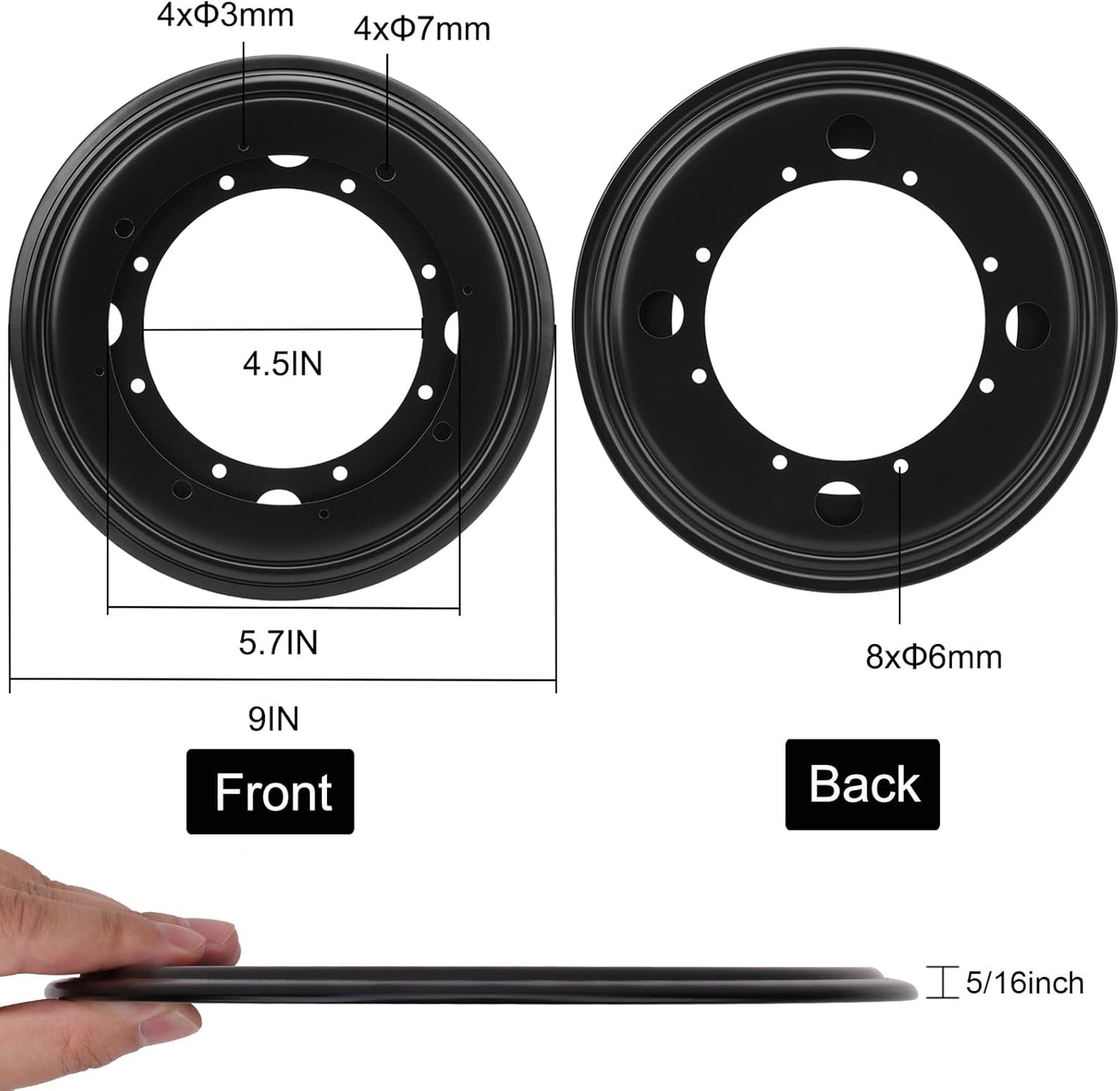 9" Round Lazy Susan Turntable Bearing Plate 5/16" Thick, Rotating Swivel Plate with 750 lb Load Capacity, Turntable Base for Table, Serving Tray, Kitchen