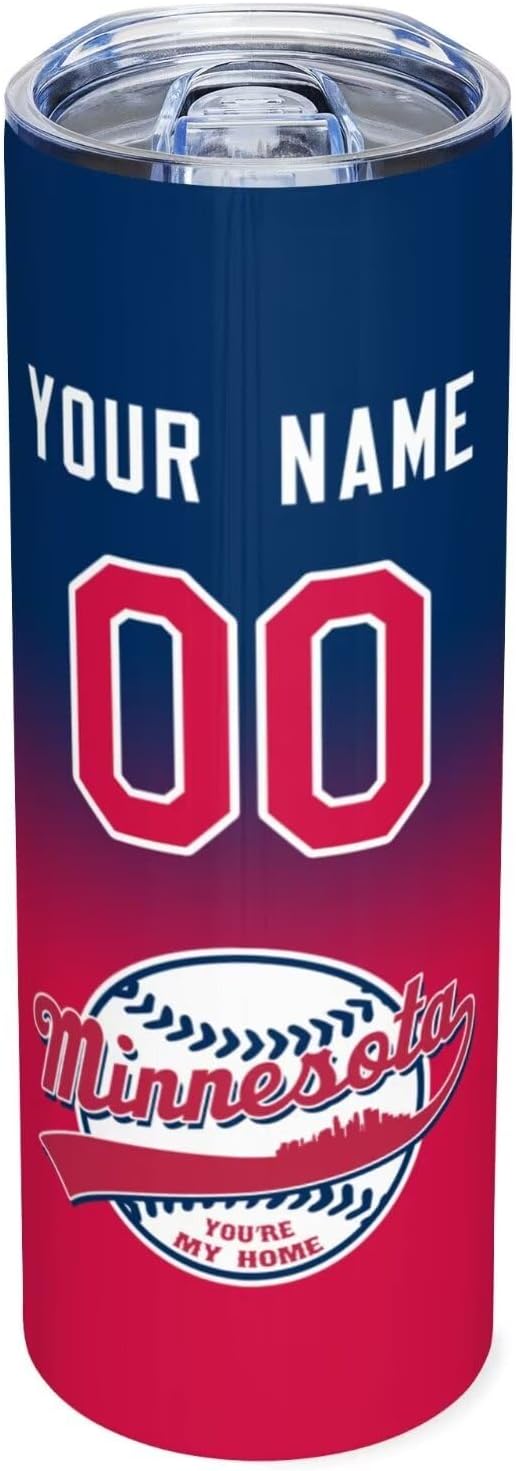 Custom Tumbler Stainless Steel Cup Personalized Baseball Vacuum Insulation Travel Mug Add Your Name Number Fans Gift for Baseball Fans